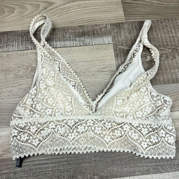 Aerie Women's Eyelash Lace Racerback Bralette White Size M - Picture 4 of 8